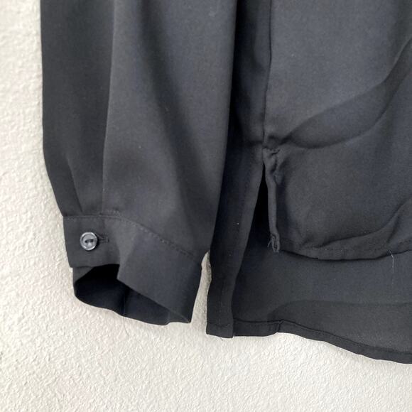H&M Button Front Blouse - Roll Tab Sleeves - Gold Tone Button Detail - Black - 2 - Picture 5 of 10